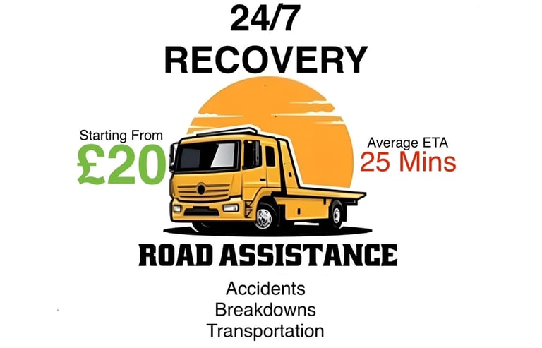 Tow Truck Car & Van Recovery 24/7 Breakdown Recovery Service & Car Transporter Hire 🚗