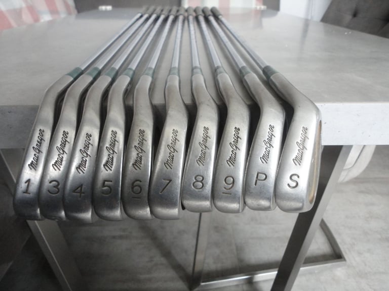Various golf clubs, various prices, sets, irons, taylormade, macgregor, howson etc
