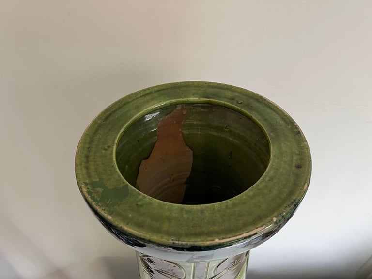Antique art nouveau slipware pedestal or jardiniere stand