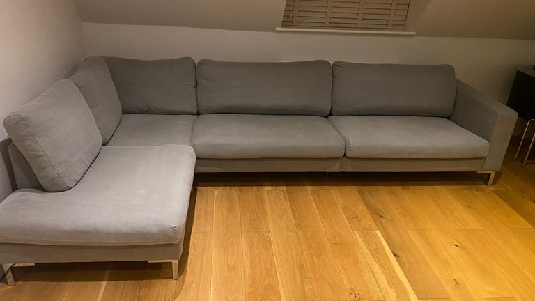 Large Grey L-Shaped Sofa – Good Condition – Must Go!