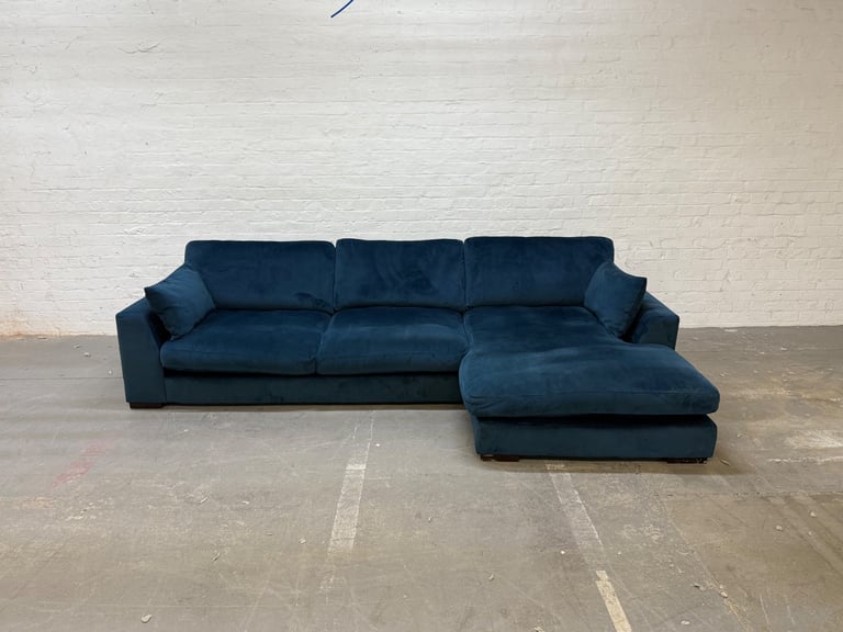 DFS Plush Velvet Corner Sofa with Matching Footstool RRP £1699