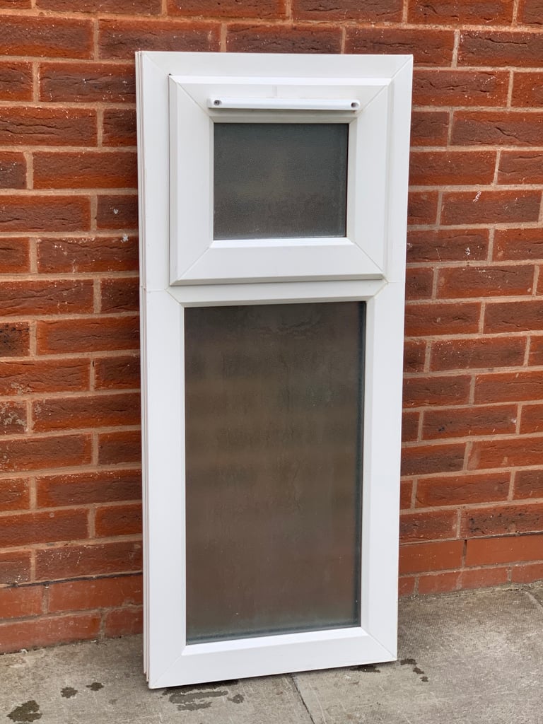 UPVC DOUBLE GLAZED BATHROOM WINDOW WITH TOP OPENER 48.5cm WIDE 113.5cm HIGH