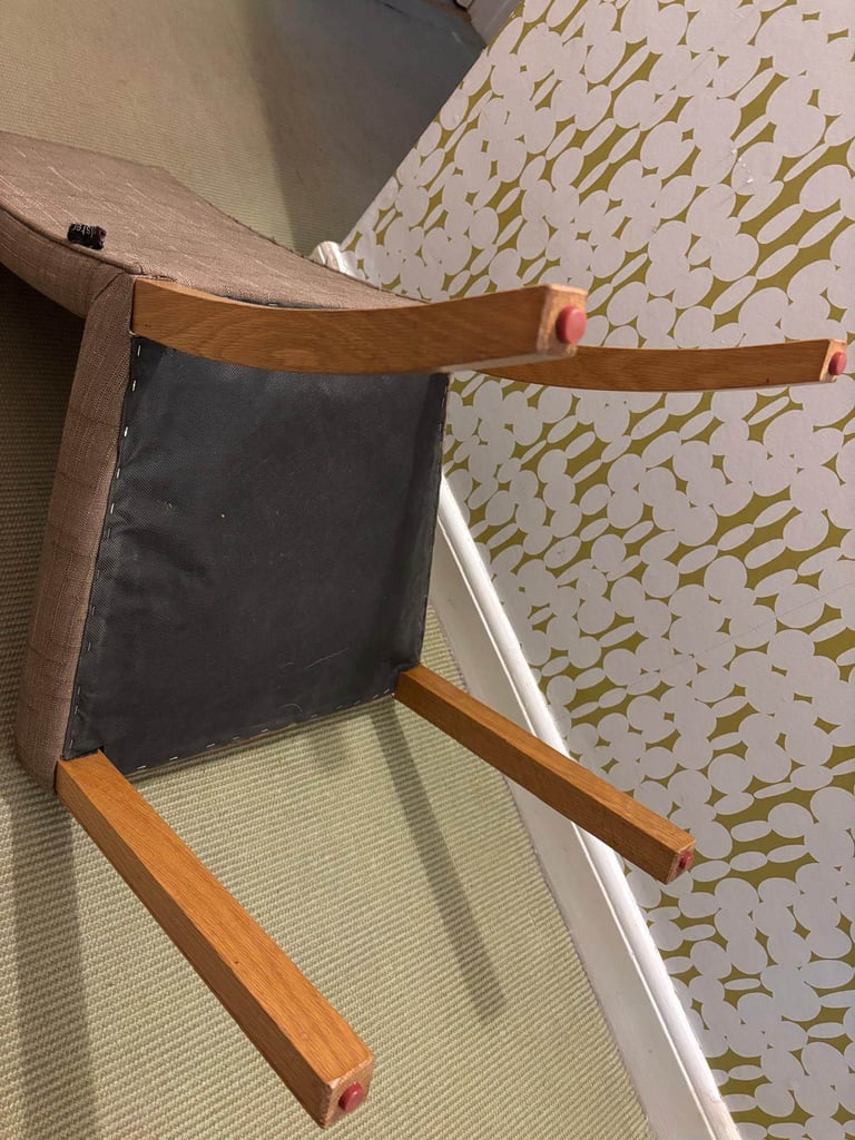 4 x Marks and Spencer Oak leg /fabric covered dining room chairs in good condition