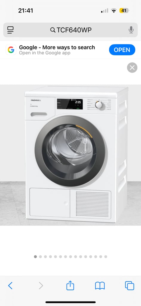 Miele TCF640WP 8kg T1 Heat-Pump Tumble Dryer with EcoSpeed – White