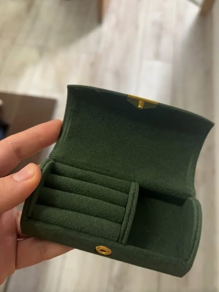 Compact jewelry box for travel Grey/ Dark Green