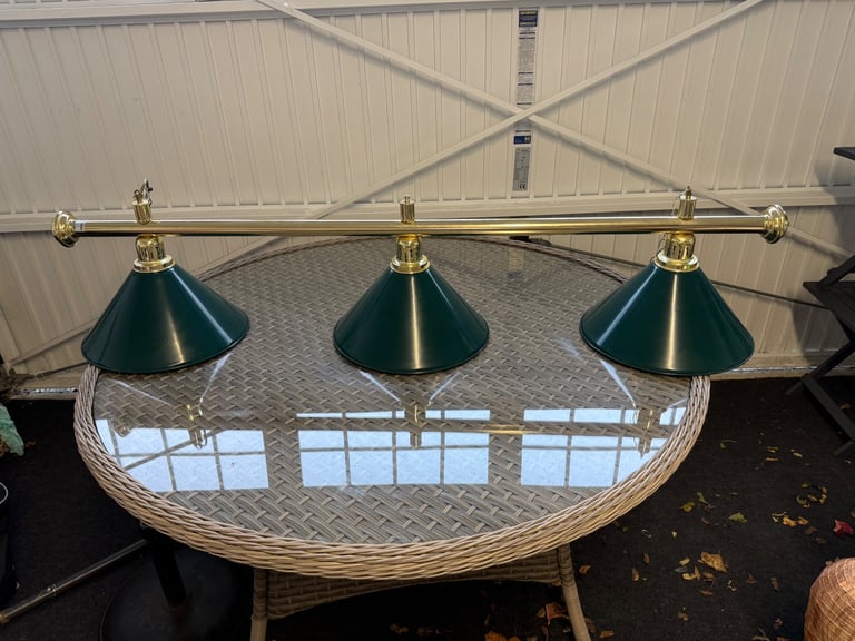 image for Pool Snooker Table Light Brass Green 3-Shades Island Lighting Rosetta