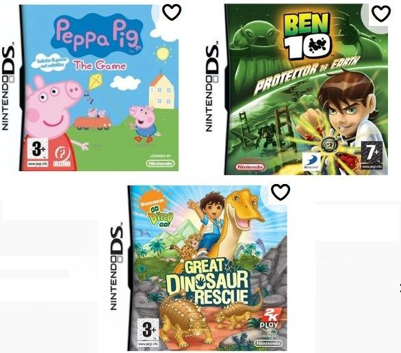 Nintendo DS games (Peppa Pig, Ben10, Great dinosaur rescue)