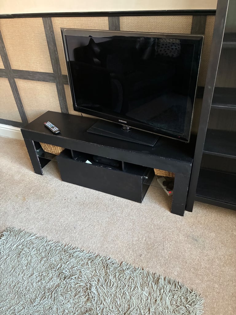 IKEA black bookcase and Tv unit