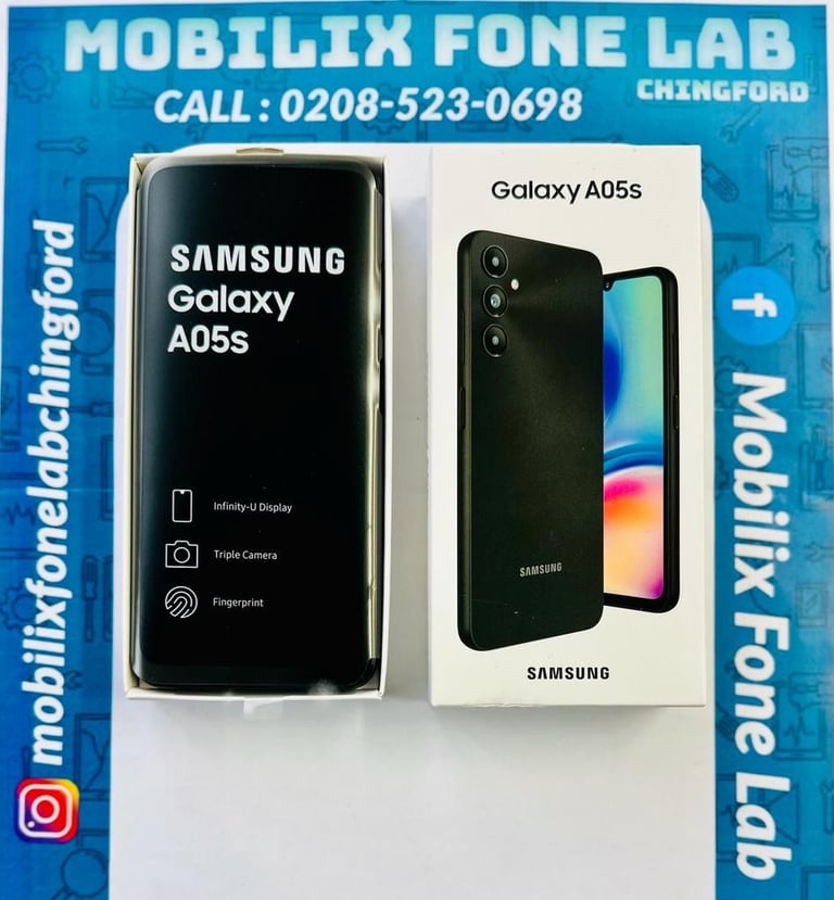 Brand New Samsung Galaxy A05S 4G 128GB Storage 4GB RAM Dual Sim Black Unlocked Latest Android