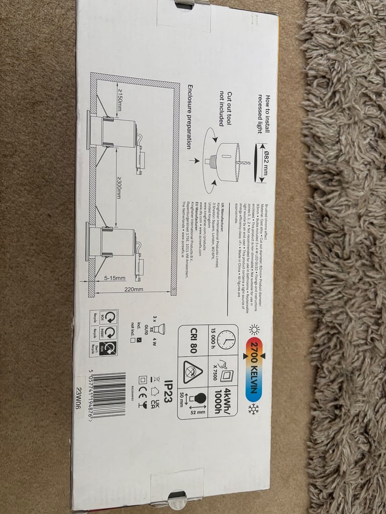 3 x Chrome Effect Downlights (New and Boxed)