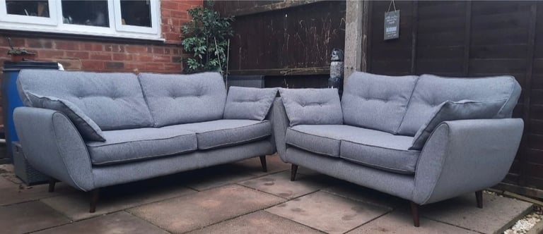 image for Grey DFS French Connection Sofas..3+2..Delivery🚚 Available 