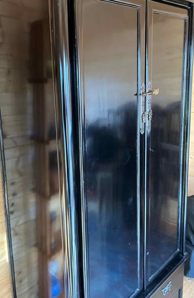 Chinese Black Lacquered Wardrobe