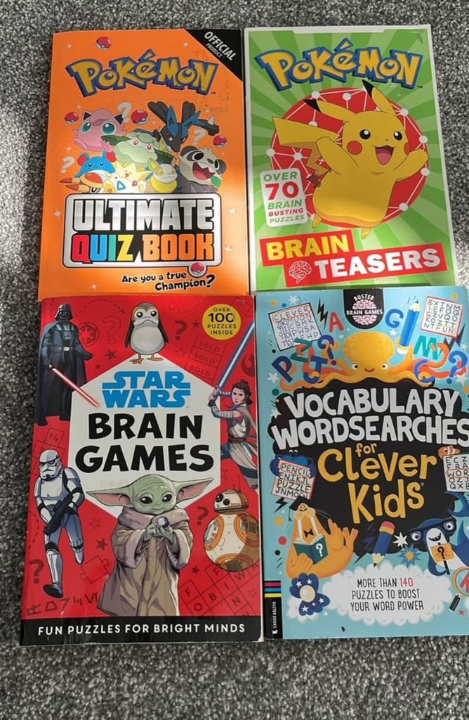 4 x puzzle books - Pokemon, Star Wars & wordsearch 