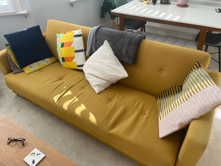MADE - Yellow - Click Clack - 3 Seater Sofa Bed - With storage