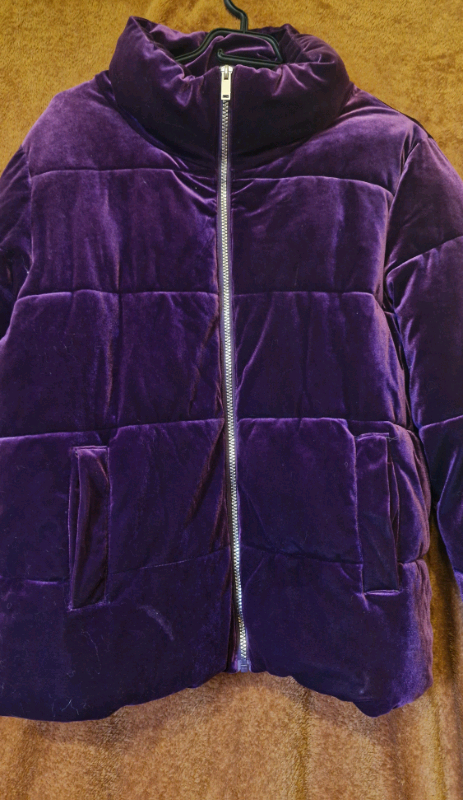Purple Velvet Puffer Jacket - Size 14 | in Gravesend, Kent | Gumtree