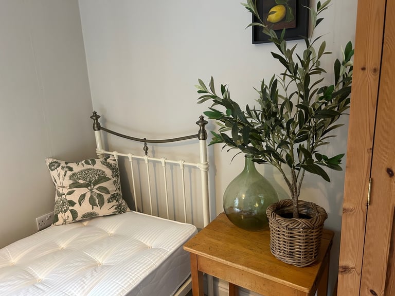 Excellent single metal bed frame and mattress
