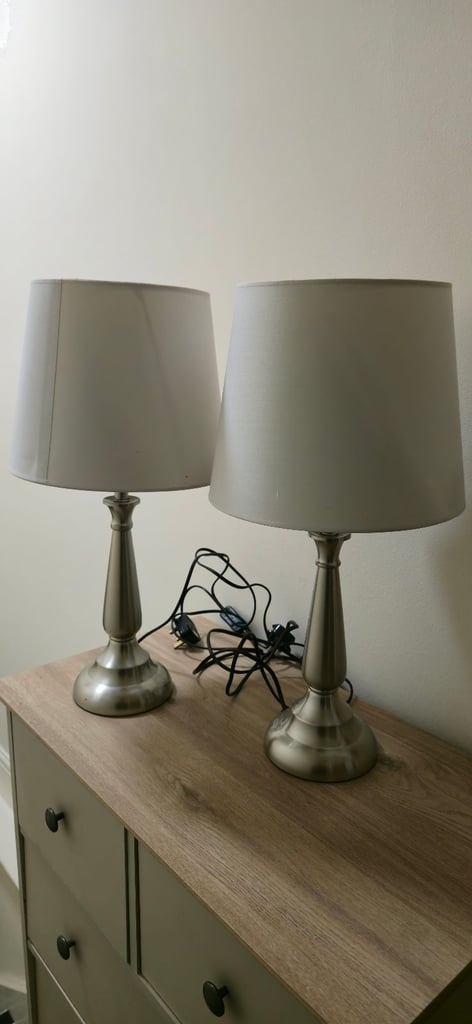 image for Chrome lamps with white shades.