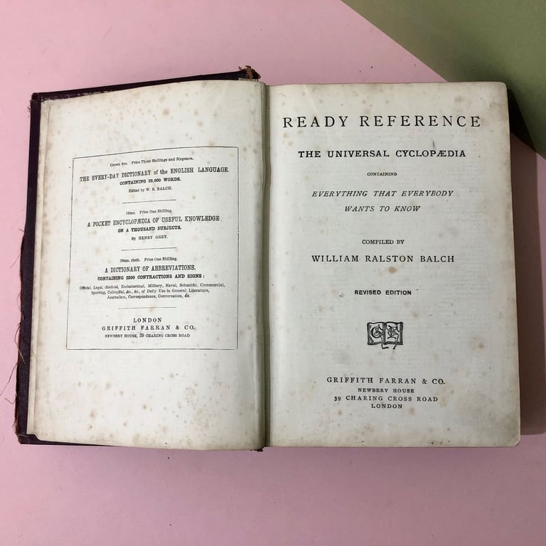 1894 antique leather READY REFERENCE Universal Cyclopaedia •W.R. Balch