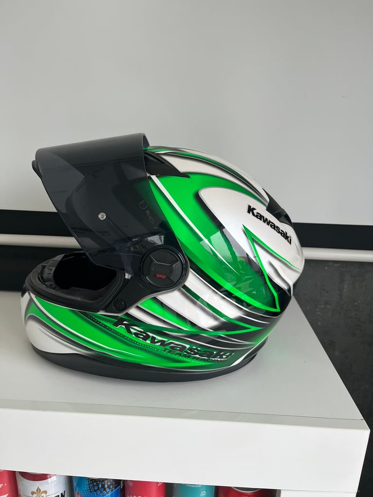 Green motorcycle helmet 