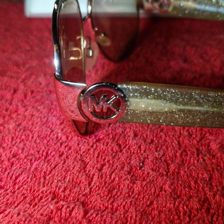 Michael Kors MK5012 Tabitha III Gold Glitter Aviator Sunglasses w/ Case