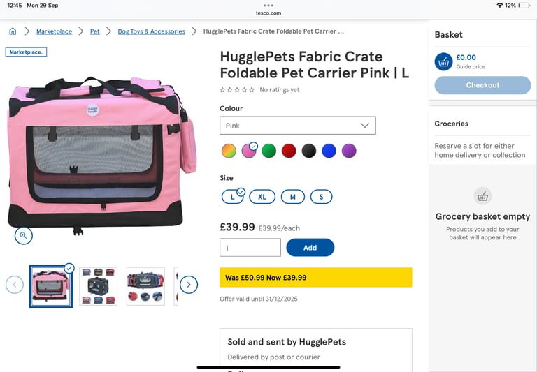 Pink Fabric Pet Crate Carrier Travel Cage Dog Cat