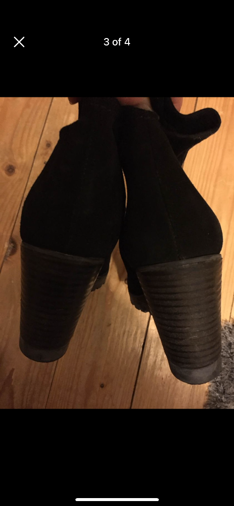 (409) Next black suede wedge ankle boots, size 8/42