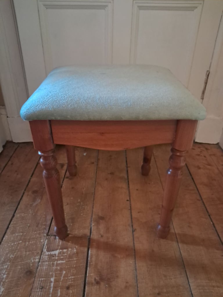 image for Mint green short velvet pine stool