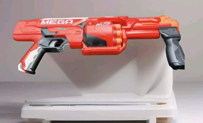 NERF Mega Rotofury Pump Action Revolver Gun & Bullets fully working