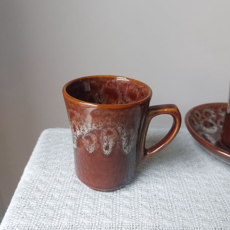 Six Vintage Cornwall Kernewek Pottery Cups And Saucers 