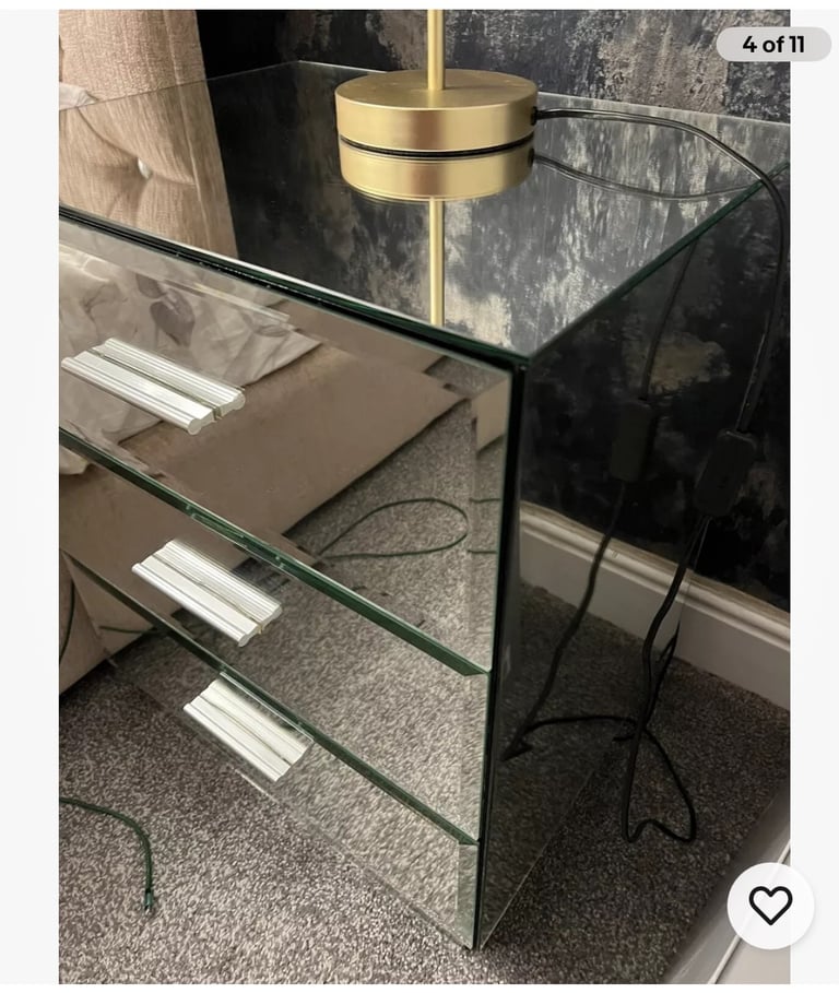 Next mirrored nightstand table set of 2 Venetian RRP £550