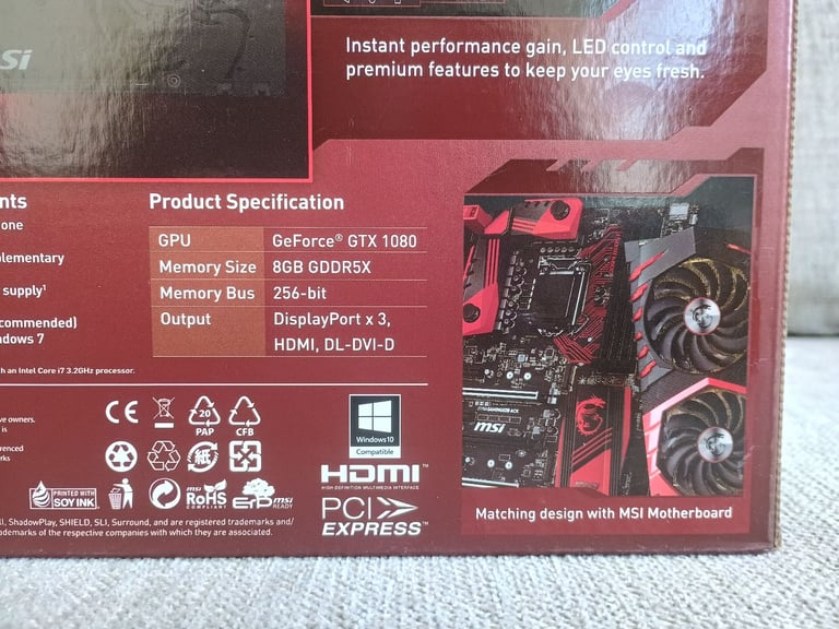 MSI GeForce GTX 1080 GAMING X 8GB GDDR5X GPU 8G Graphics Card