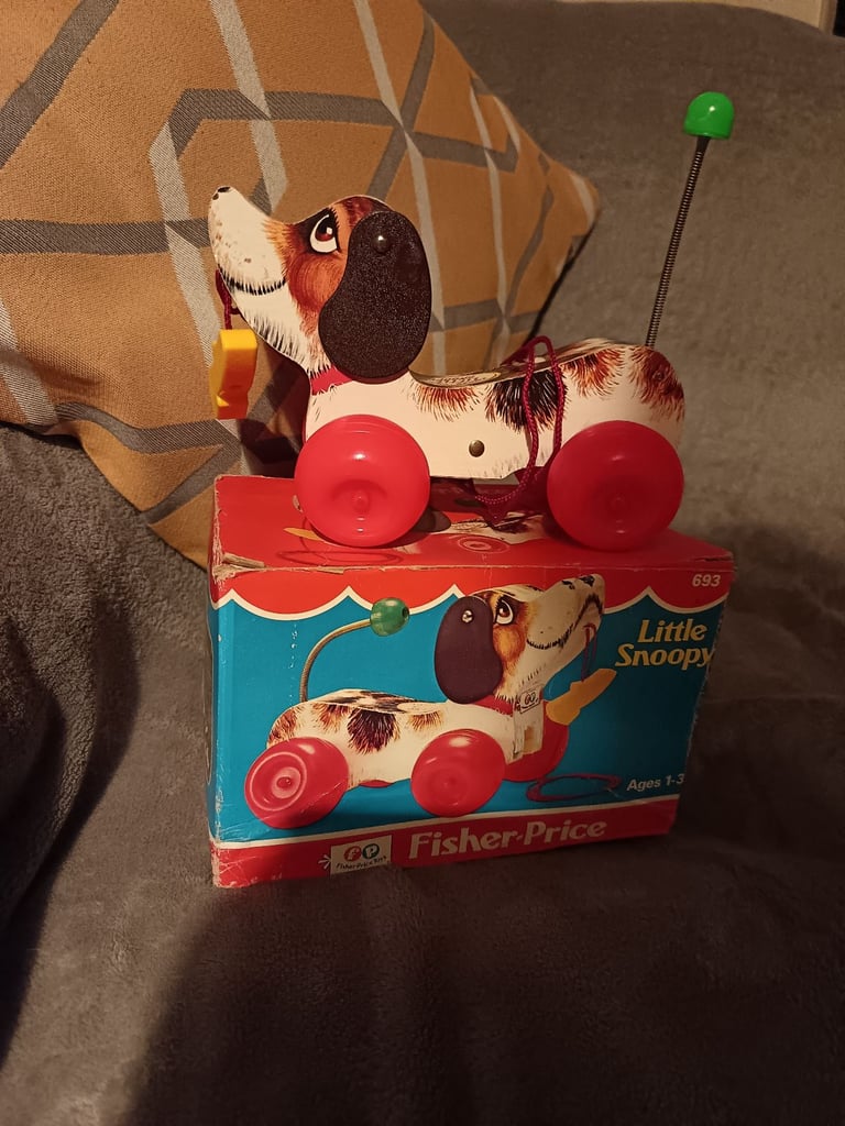 Vintage Fisher price pull along dog original NEW Old stock