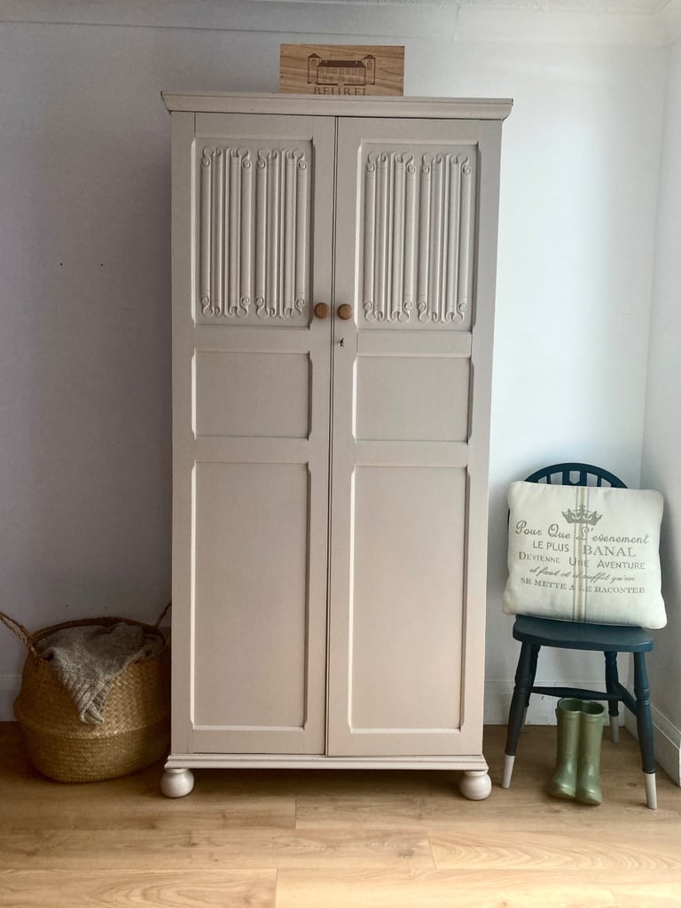 Antique Hand Painted Refurbished Wardrobe Armoire Delivery Available 