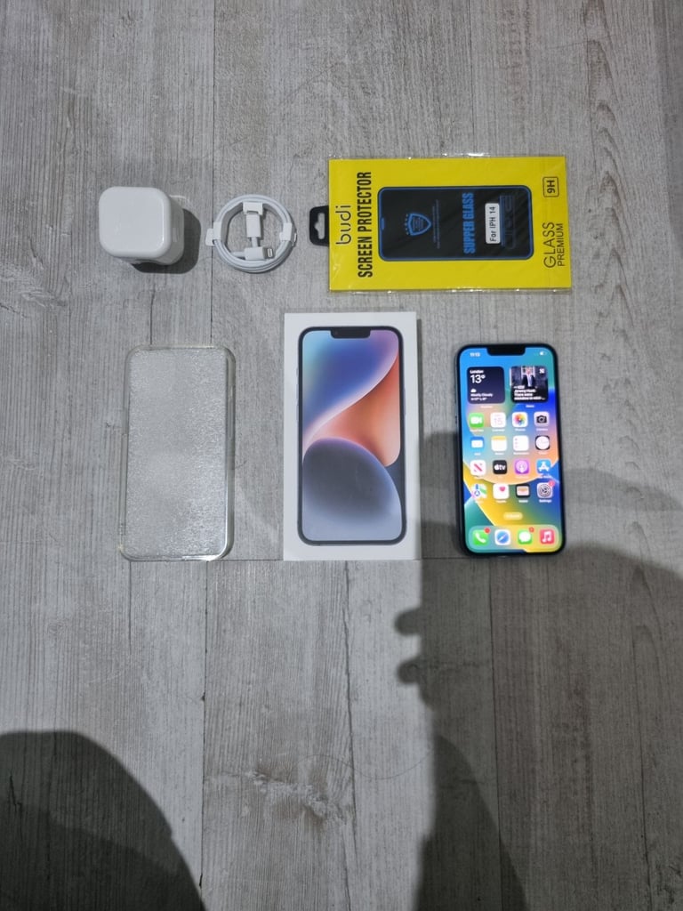 Iphone 14 5G Bundle 128GB Unlocked Blue Warranty 