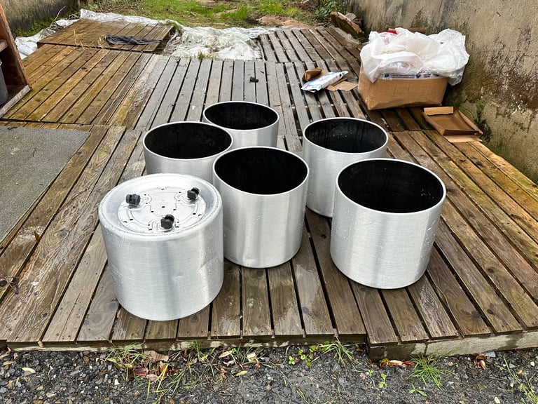 image for Plant pot with wheels for flowers 🌺 brush steel 