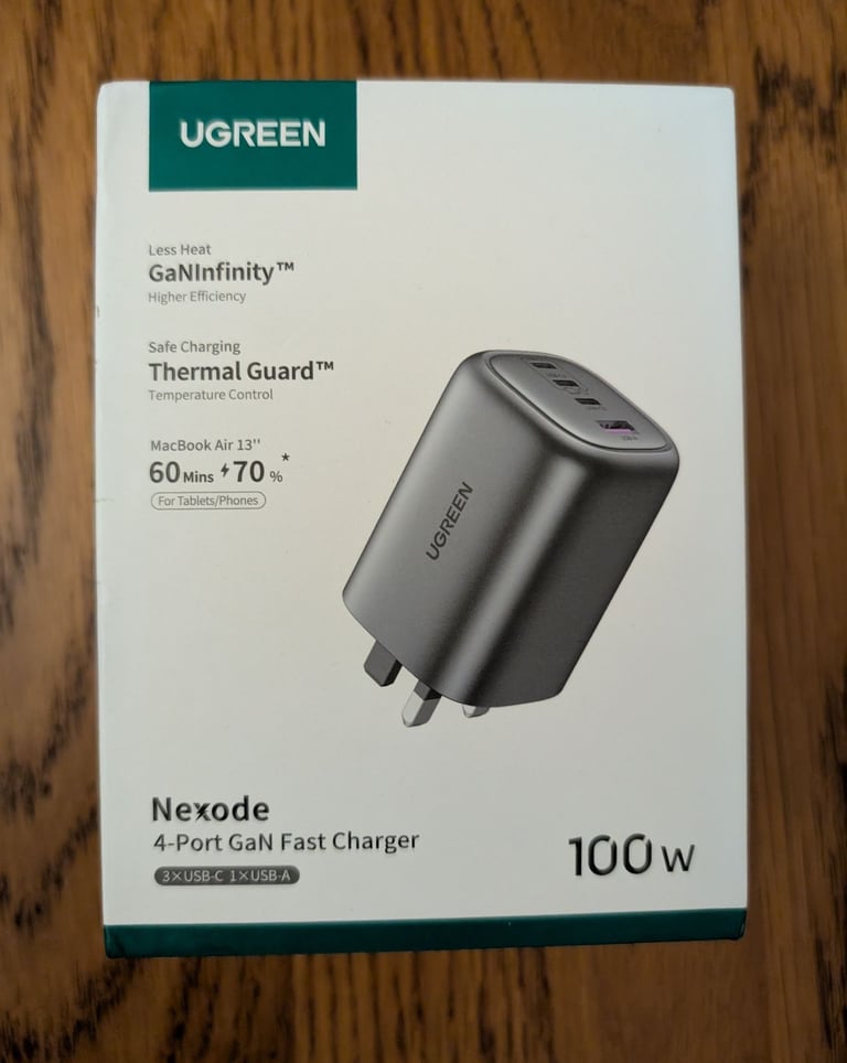 image for NEW Ugreen 100W GaN 4 port charger