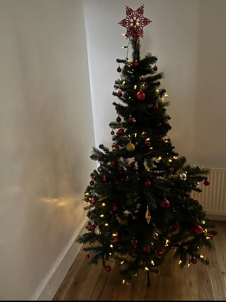 Xmas tree with stand and decorations