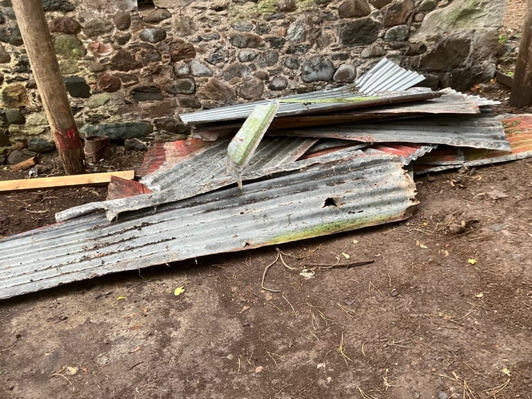 Scrap corrugated iron sheets