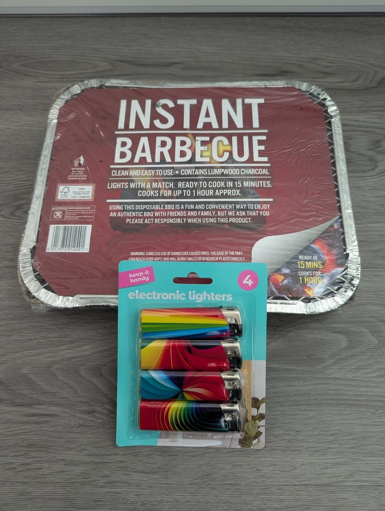 NEW SEALED Instant Disposable BBQ + 4x Electronic Lighters + Foam Roof Rack / FREE LOCAL DELIVERY