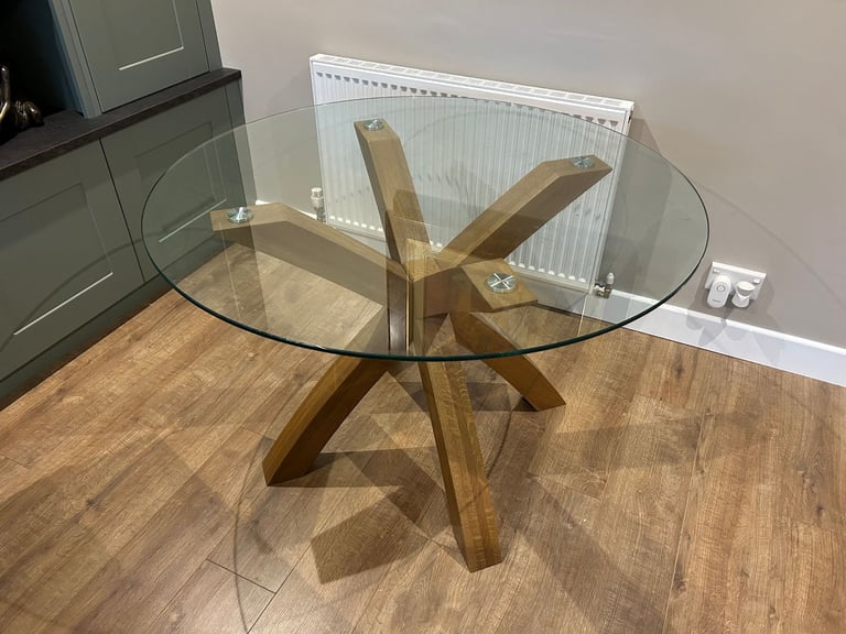 image for NEXT Glass Dining Table - Oak Legs