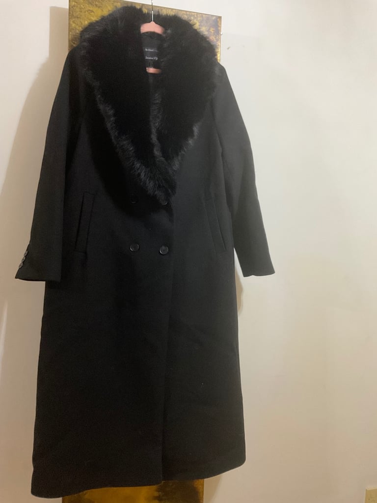 image for Brand new River island long coat wool blend black size 16 brand new with tags