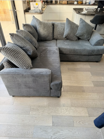 Brand New - Liverpool Jumbo Cord Corner Sofa (5 seater corner) - Grey - SAME/NEXT DAY DELIVERY