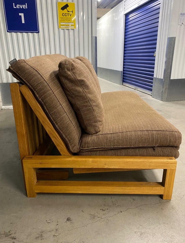 Solid Oak Linear 2 Seater Sofa Bed