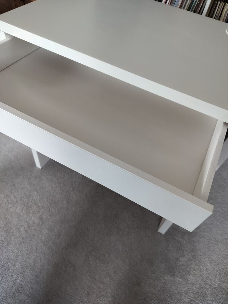 White IKEA Micke desk with drawer 