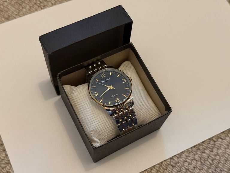 image for DINUO Stainless Steel Analogue Quartz Watch Chrome/Gold