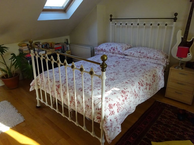 Antique victorian brass and iron double bed