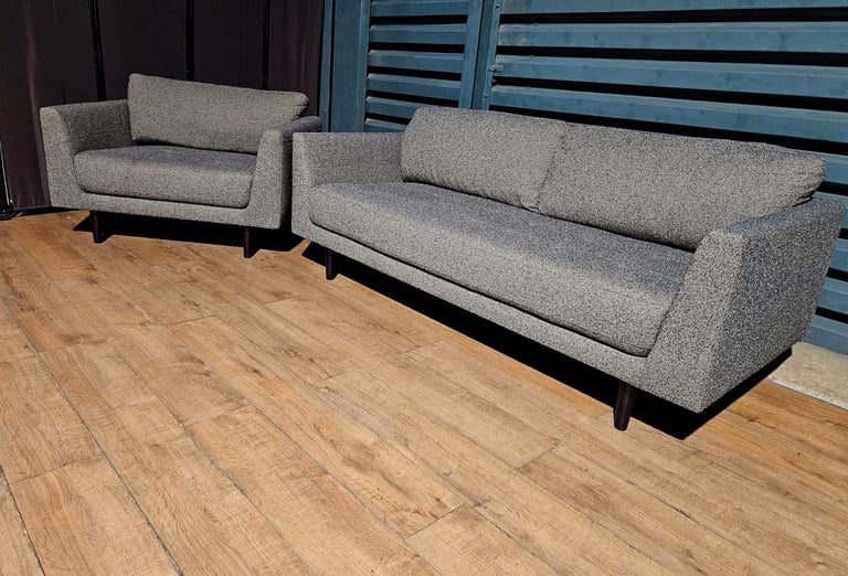 Fabric 3 Seater Sofa & Cuddle Chair - Charcoal.