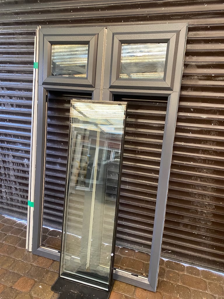 Upvc windows Grey French patio door side panels 