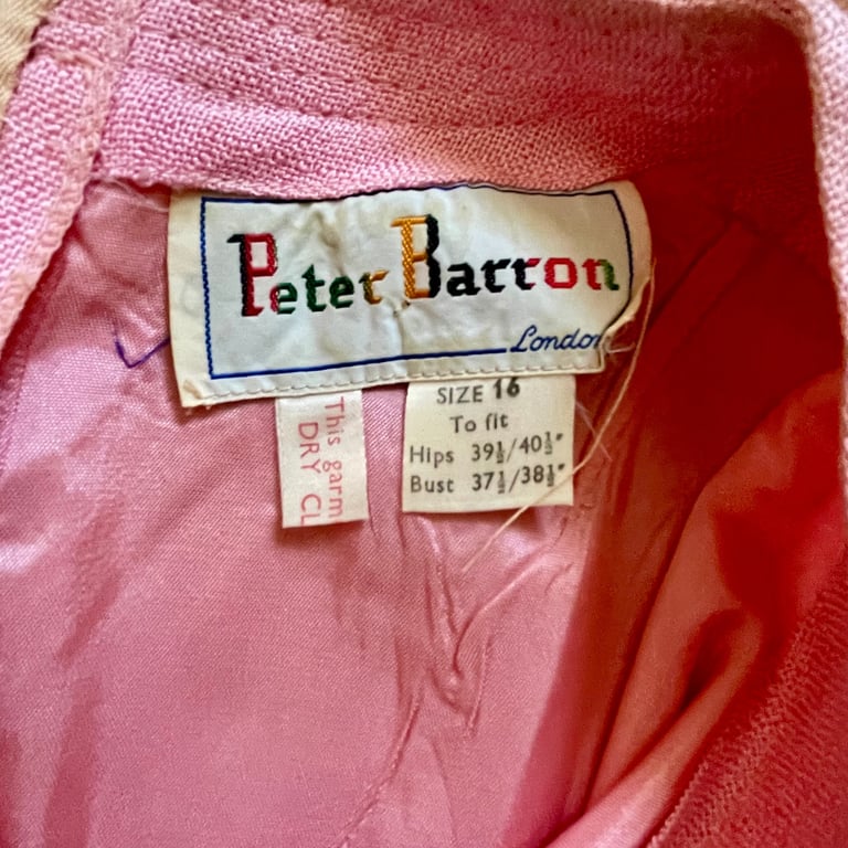 Vintage Peter Barron London Pink Spring Summer Casual Belted Dress UK Size 16