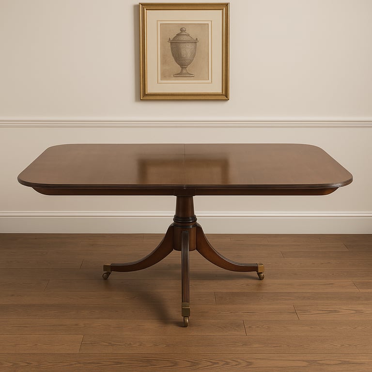 Extending Mahogany Dining Table – Pedestal Base, Seats 8, Excellent Condition.